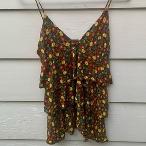 NORDSTROM 70’s brown flowery spaghetti strap top